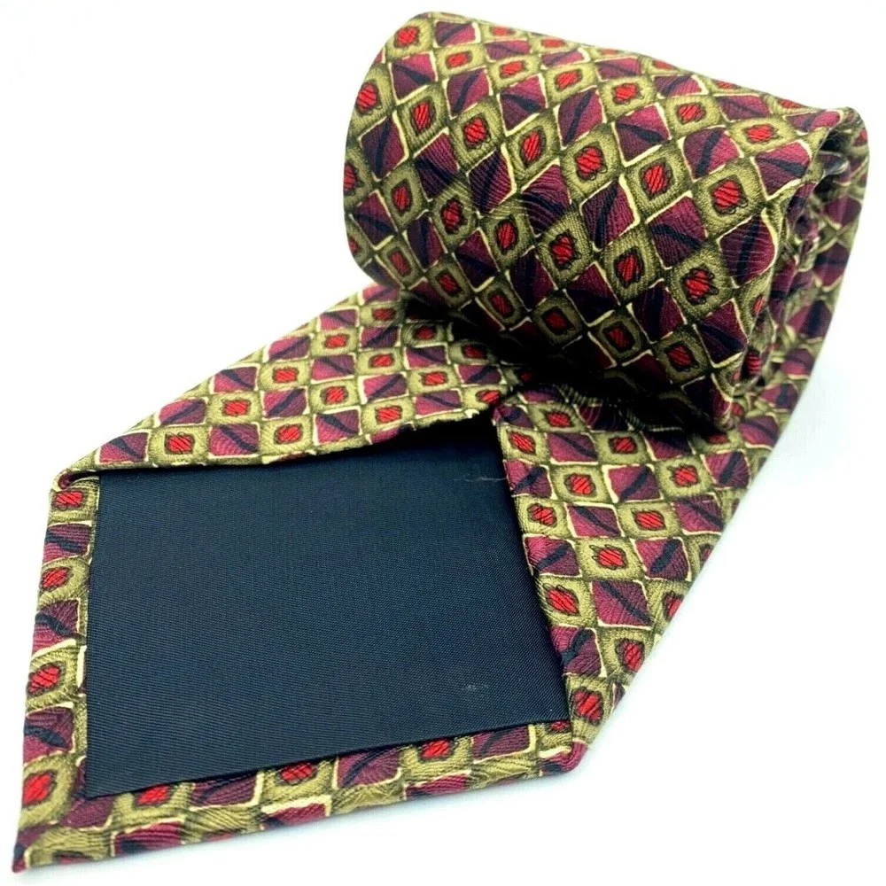 JERRY J GARCIA Tie Burgundy Purple Khaki Brown Red Black Silk Hand Made Necktie